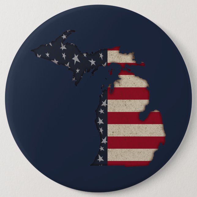 Grunge Americana Michigan | Patriotisch Button (Vorderseite)