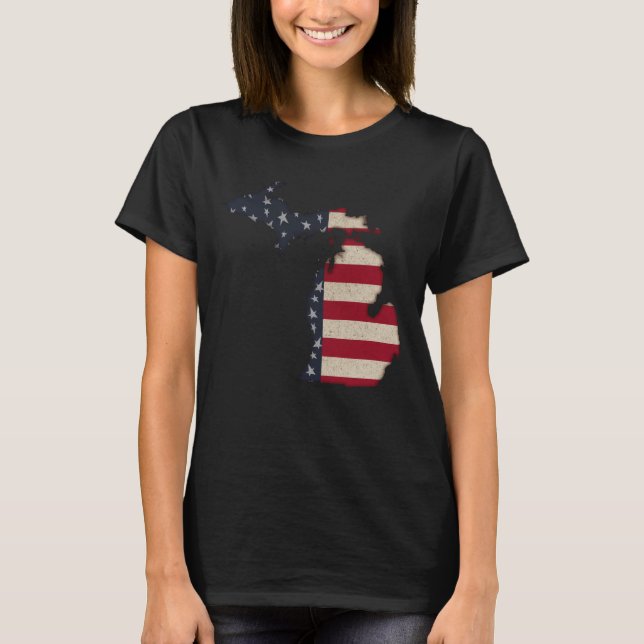 Grunge Americana Michigan T-Shirt (Vorderseite)