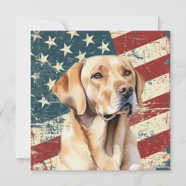 Grunge-amerikanische Flagge Gelber Labrador Flat C (Vorderseite)