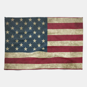Grunge-amerikanische Flagge Geschirrtuch