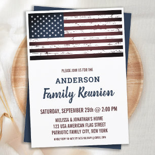 Grunge Amerikanische Flagge Patriotische Familienz Einladung