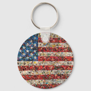 Grunge-Amerikanische Flagge Schlüsselanhänger