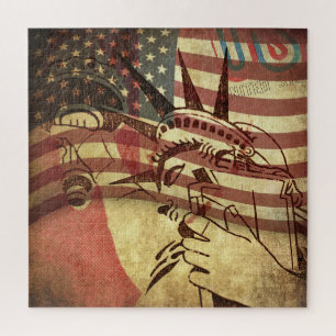 Grunge-amerikanische Flagge: Texturhintergrund. Puzzle