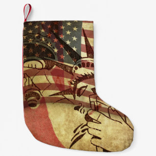 Grunge amerikanische Flagge: texturierter Hintergr Kleiner Weihnachtsstrumpf
