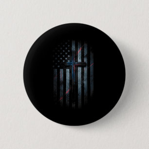 Grunge-Amerikanische Flagge und Kreuz Glaube Famil Button