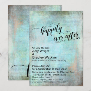 Grunge Aqua Hochzeitsfeier mit Happy End Einladung