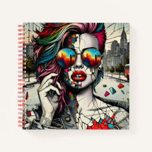 Grunge Art   Gebrochene Frau Abstrakt Notizbuch