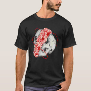 Grunge Ästhetik Schädel und Sakura Blume T-Shirt