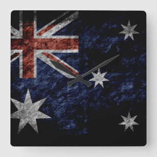 Grunge Australia Flag 4 Quadratische Wanduhr