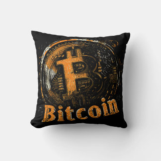 Grunge Bitcoin logo crypto blockchain Design Kissen