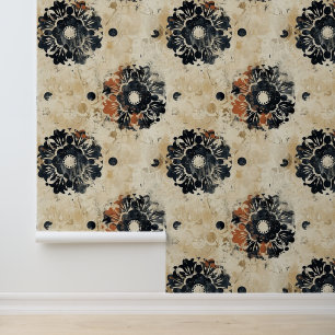 Grunge Black & Brown Ornamental Vector Blume Tapete
