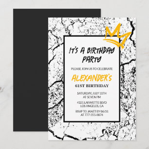 Grunge Black Einladung zum 61. Geburtstag Graffiti