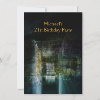 Grunge Black & Gold Metal 21. Geburtstag Mans Einladung