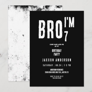 Grunge Black & White Boy Geburtstagsparty Einladung