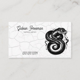 Grunge Black & White Snake Tattoo Artist Visitenkarte