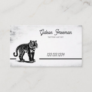 Grunge Black & White Tiger Tattoo Artist Visitenkarte