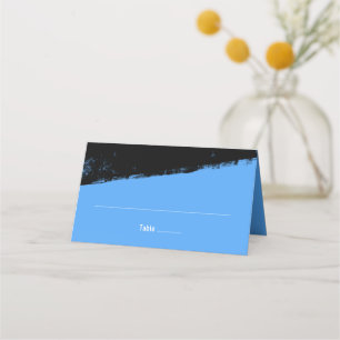 Grunge Blue Black Bar Mitzvah geklappt Platzkarte