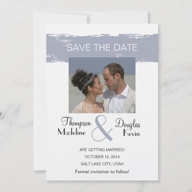 Grunge Blue - Foto Save the Date Karte (Vorderseite)