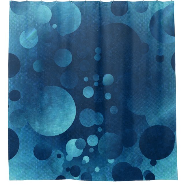 Grunge Blue Geometric Circles Duschvorhang (Vorderseite)