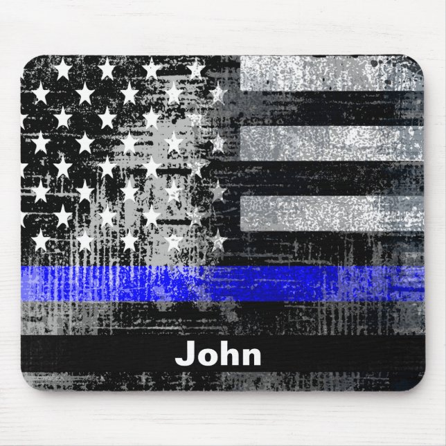 Grunge Blue Line Name Mousepad (Vorne)