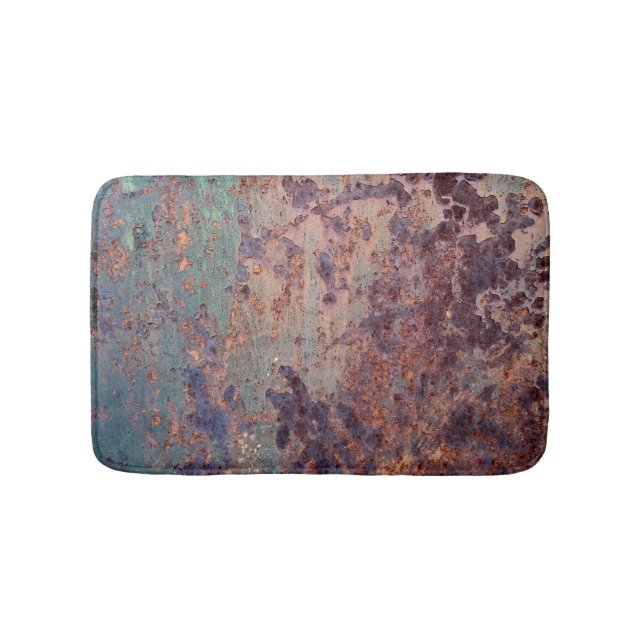 Grunge Blue Rusted Metal Muster Badematte (Vorderseite)