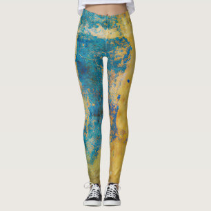 Grunge Blue und Gold Textur Hintergrund Leggings