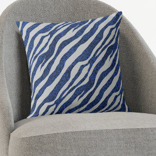 Grunge Blue Zebra Pattern Kissen