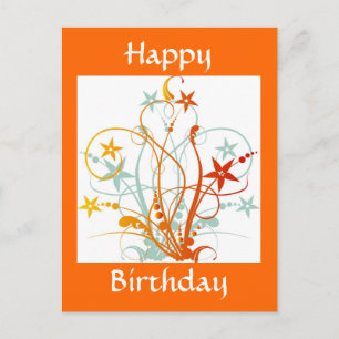 Grunge Blume, Happy Birthday - Individuell Postkarte