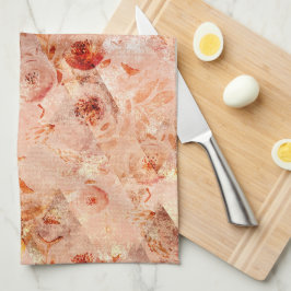 Grunge Blumenmuster. Korallenhintergrund. Geschirrtuch