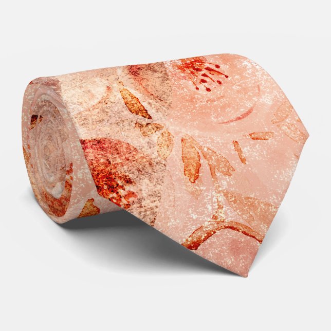 Grunge Blumenmuster. Korallenhintergrund. Krawatte (Gerollt)