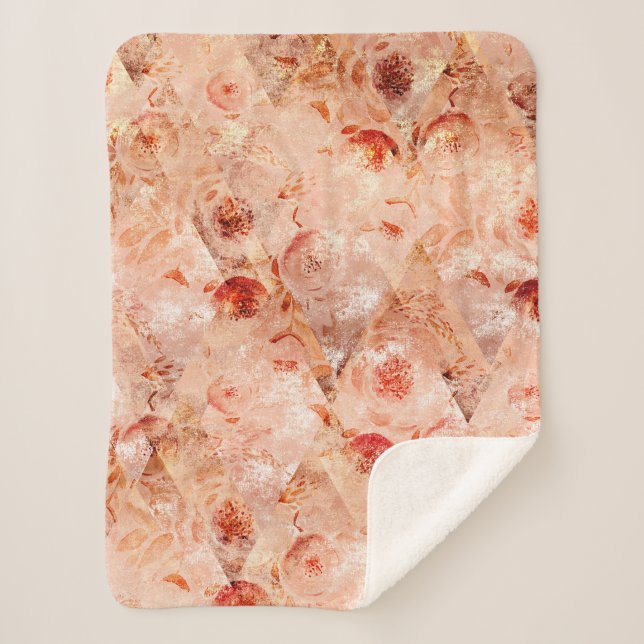 Grunge Blumenmuster. Korallenhintergrund. Sherpadecke (Vorderseite)