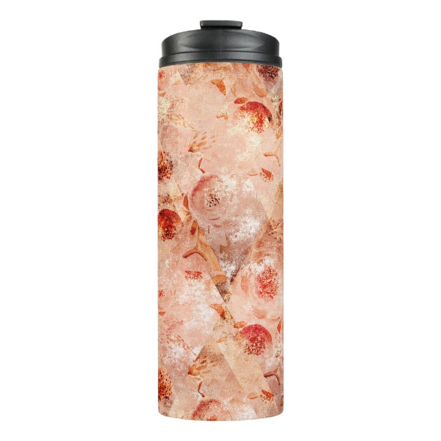 Grunge Blumenmuster. Korallenhintergrund. Thermosbecher (Vorderseite)