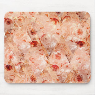 Grunge-Blumenmuster. Korallenroter Hintergrund. Mousepad