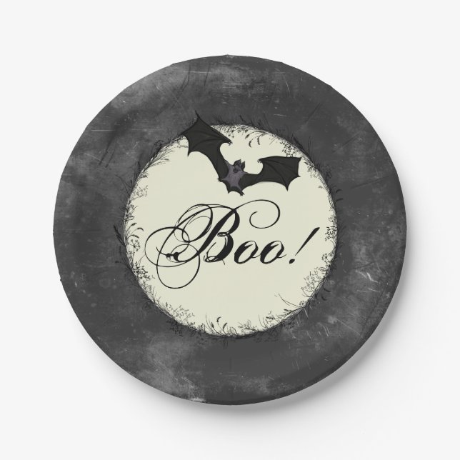 Grunge Boo Halloween Pappteller (Vorderseite)