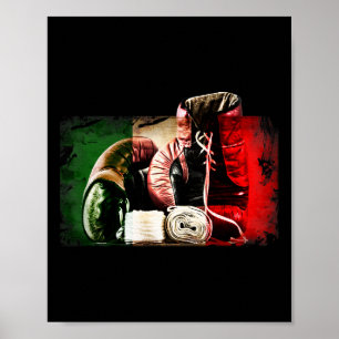 Grunge Boxhandschuhe und italienische Flagge Poster