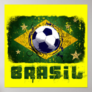 Grunge brazil Weltmeisterschaft Fußballflagge 2014 Poster