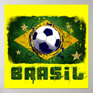 Grunge brazil Weltmeisterschaft Fußballflagge 2014 Poster