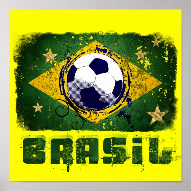 Grunge brazil Weltmeisterschaft Fußballflagge 2014 Poster (Vorne)