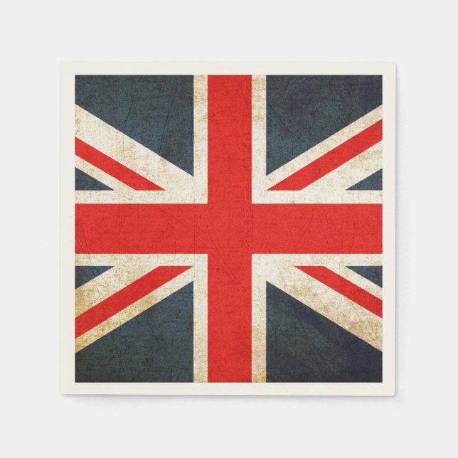 Grunge British Union Jack Posh Paper Napkins Serviette (Vorderseite)