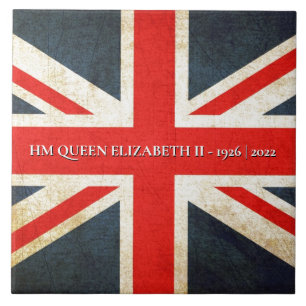 Grunge British Union Jack QE2 Gedenktafel Fliese