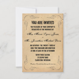 Grunge Brown Paper 3x5 Einladung zur Hochzeit