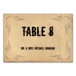 Grunge Brown Paper Guest Table Cards Tischnummer