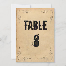 Grunge Brown Paper Wedding Tischnummer