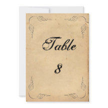 Grunge Brown Paper Wedding Tischnummer