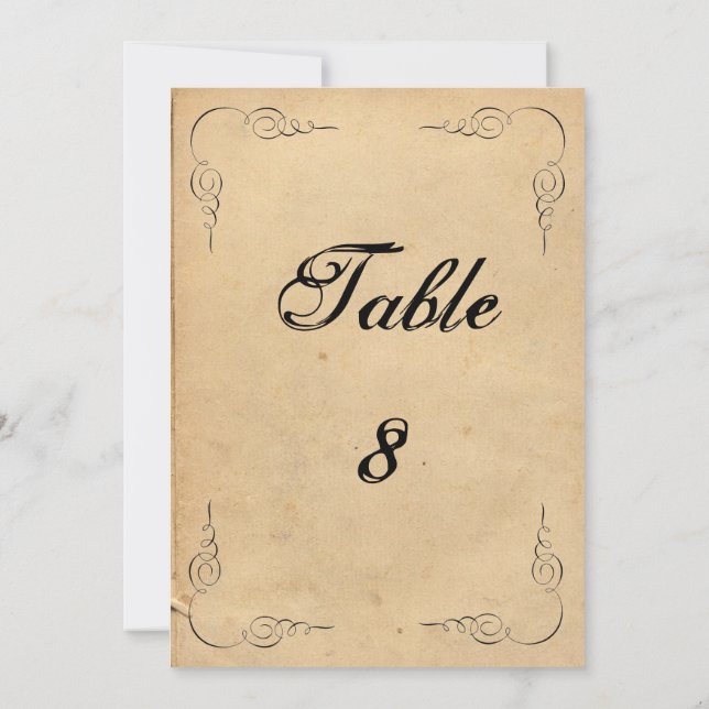 Grunge Brown Paper Wedding Tischnummer (Rückseite)