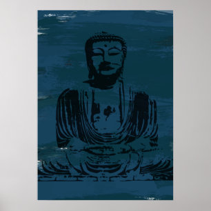 Grunge-Buddha-Plakat - dunkles aquamarines Poster