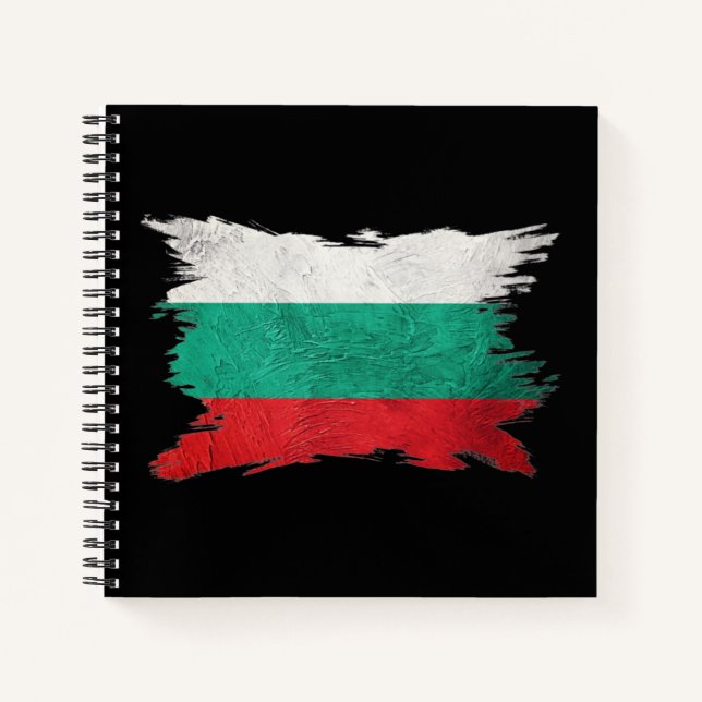 Grunge Bulgarien Flagge, Pinselstrich, bulgarische Notizbuch (Vorderseite)