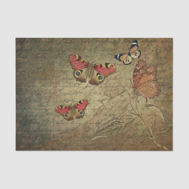 Grunge Butterfly Decoupage Seidenpapier (Vorderseite)