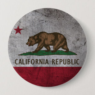 Grunge California-Flagge Button