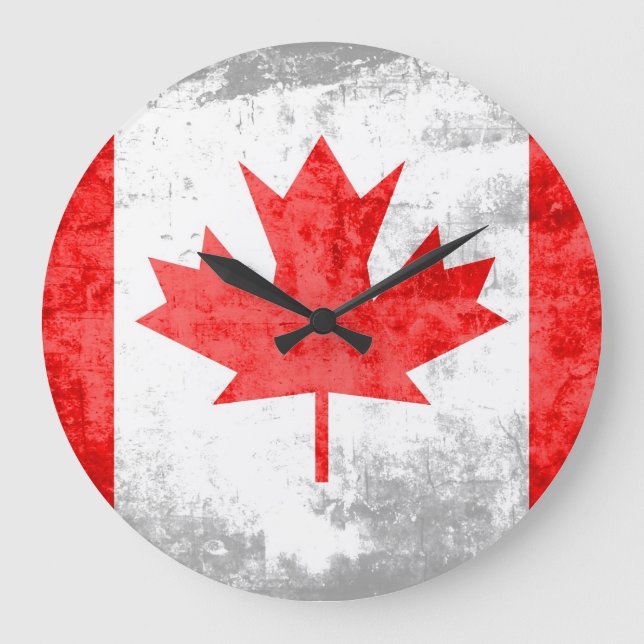 Grunge Canada Flag 2 Große Wanduhr (Vorderseite)